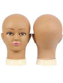 img 4 attached to Kalyx Bald Mannequin Head in Brown: Perfect for 🧑 Wig Making, Styling & Sewing Practice with Convenient Clamp Stand