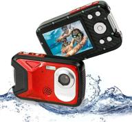 📷 red hd 1080p waterproof digital camera: capture underwater adventures with rechargeable battery logo