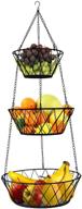 🍎 durable 3 tier hanging black fruit basket for your heavy duty kitchen needs логотип