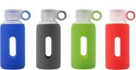 🍶 vastigo 4-piece set of 12 oz. borosilicate glass bottles with silicone sleeve - lime, blue, red, gray - enhanced durability with reinforced bottom protection logo