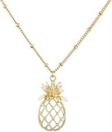 stylish gold tone cutout tropical fruit pineapple pendant necklace by lux accessories logo