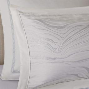 img 1 attached to 🌟 Hollywood Glam Luxurious Jacquard Oversized and Overfilled Queen Comforter Set by MADISON PARK SIGNATURE - Metallic White, 8 Piece Set Including Matching Euro Shams and Decorative Pillow for Bedroom (92"x96")