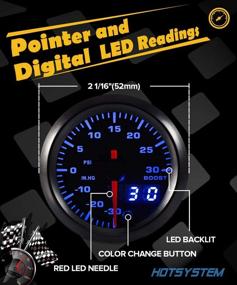 img 3 attached to 🚀 HOTSYSTEM 7 Color Turbo Boost/Vacuum Gauge Kit | High-precision Pointer & LED Digital Readouts | 2-1/16" 52mm Black Dial | Ideal for Car Truck Performance Monitoring