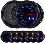 🚀 hotsystem 7 color turbo boost/vacuum gauge kit | high-precision pointer & led digital readouts | 2-1/16" 52mm black dial | ideal for car truck performance monitoring logo