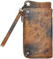 zlyc vintage handmade dip-dye leather wallet: stylish and functional card holder clutch with detachable wristlet logo