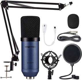 img 4 attached to ZINGYOU Computer Mic ZY-007: Professional Condenser Microphone Bundle for Gaming, Streaming, and YouTube Videos – Includes Adjustable Arm Stand, Shock Mount, and Pop Filter (Blue)