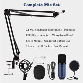 img 3 attached to ZINGYOU Computer Mic ZY-007: Professional Condenser Microphone Bundle for Gaming, Streaming, and YouTube Videos – Includes Adjustable Arm Stand, Shock Mount, and Pop Filter (Blue)