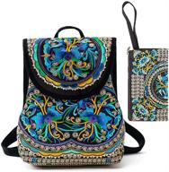 🎒 stylish embroidered lightweight backpack for women: surrylake fashion handbags & wallets logo