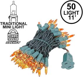 img 1 attached to 🎄 Amber Christmas Mini String Lights - 50 Light Set with Green Wire, 11' Long - Indoor/Outdoor UL Listed