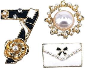 img 4 attached to Exquisite Celebrity Designer Inspired Wedding Party Jewelry Gift Set with Stunning Flower Brooch Pin