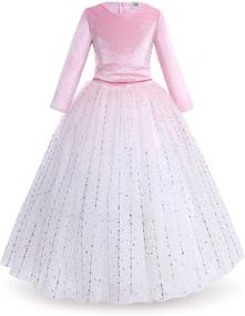 img 4 attached to 👗 Blue Gradient Girls' Dresses for Bridesmaid, Communion, and Princess Attire