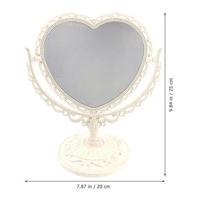 img 3 attached to Beaupretty Double-Sided 360° Rotating Tabletop Heart-Shaped Makeup Cosmetic Mirror, Beige - Enhance Your Beauty Routine