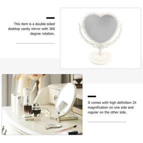 img 1 attached to Beaupretty Double-Sided 360° Rotating Tabletop Heart-Shaped Makeup Cosmetic Mirror, Beige - Enhance Your Beauty Routine
