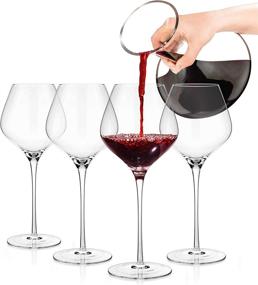 img 1 attached to 🍷 Luxbe Crystal Wine Glasses Set of 4 - 24oz Large Capacity - Ideal for Red or White Wines - Pinot Noir, Burgundy, Bordeaux - 720ml