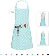 👨 lessmo kitchen cooking aprons: cotton adjustable chef apron for men and women with 3 pockets – professional grade for kitchen, bbq & grill (light green) logo