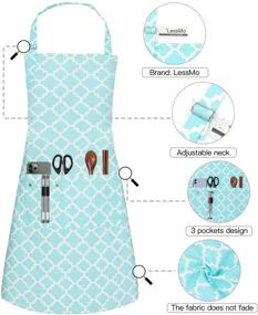 img 2 attached to 👨 LessMo Kitchen Cooking Aprons: Cotton Adjustable Chef Apron for Men and Women with 3 Pockets – Professional Grade for Kitchen, BBQ & Grill (Light Green)