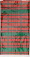 🌺 elegant poinsettia plaid plastic table cover, 84"x54" - perfect for holiday decor logo