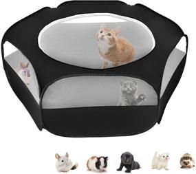 img 4 attached to 🐾 XIRGS Small Animal Playpen : Portable Waterproof Pet Cage Tent for Outdoor Exercise - Anti Escape Fence for Cats, Rabbits, Hamsters, and More!