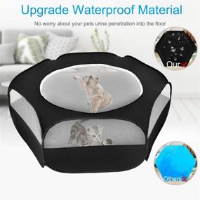 img 3 attached to 🐾 XIRGS Small Animal Playpen : Portable Waterproof Pet Cage Tent for Outdoor Exercise - Anti Escape Fence for Cats, Rabbits, Hamsters, and More!