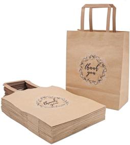 img 2 attached to 🛍️ Kingrol 50 Pack Kraft Paper Bags with Handles - Ideal for Retail Shopping, Weddings, Goodies, Party Favors, Crafts, and Takeout Business - 8.5 x 10.5 x 4.25 Inch Thank You Gift Bags