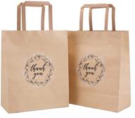 🛍️ kingrol 50 pack kraft paper bags with handles - ideal for retail shopping, weddings, goodies, party favors, crafts, and takeout business - 8.5 x 10.5 x 4.25 inch thank you gift bags logo