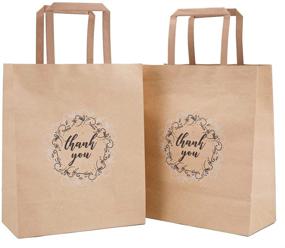 img 4 attached to 🛍️ Kingrol 50 Pack Kraft Paper Bags with Handles - Ideal for Retail Shopping, Weddings, Goodies, Party Favors, Crafts, and Takeout Business - 8.5 x 10.5 x 4.25 Inch Thank You Gift Bags