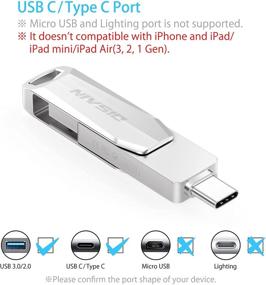 img 2 attached to 📲 Флеш-накопитель с высокой емкостью 64 ГБ USB C: DISAIN 2 в 1 OTG USB 3.1 + USB C Флеш-накопитель - прочный металлический флеш-накопитель ​​Type C для смартфонов, планшетов и ПК с USB C