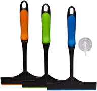 affordable 3-pack squeegee shower cleaner set - efficient suction hook, ergonomic handheld design, premium edges for quick corner cleaning - practical & easy to use! logo