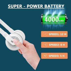 img 2 attached to BaiQiuS Rechargeable Portable Neck Fan with 4000mAh Battery - Bladeless Hands-Free Design, Mini USB Personal Neck-Hung Fan, 360° & 180° Bending Hose, Rotating Head, Low Noise, 3-Speed, White