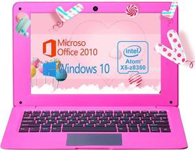 img 4 attached to ZWYING 10.1 inch Ultra-Thin Portable Notebook, Lightweight 0.8KG, Quad-core Processor, 2G+32GB EMMC, Windows 10 Professional & Office 2010 Pre-installed (Pink)