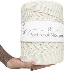 img 4 attached to 🧵 Bochiknot Macrame Jumbo Cord Roll - Single-Strand Twisted Rope, 4mm x 440yds (1300ft) | Mega-Bulk Size for Extended Cord Length & Larger Macrame Projects