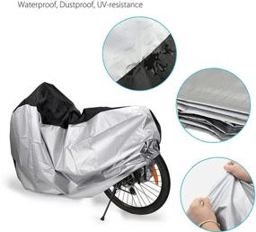 img 2 attached to 🚲 Waterproof Outdoor Storage Bike Cover - RengaoRise 210D Heavy Duty Motorcycle Bicycle Cover with Lock Holes for Mountain & Road Bikes