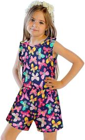 img 3 attached to 👗 ChicSky Girls Romper - Sleeveless Crew Neck Jumpsuit with Flutter Sleeves, Side Pockets - Summer Outfits for Kids 4-11