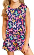 👗 chicsky girls romper - sleeveless crew neck jumpsuit with flutter sleeves, side pockets - summer outfits for kids 4-11 logo