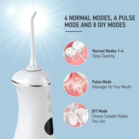 img 3 attached to 🦷 NURSAL Portable Cordless Water Dental Flosser - Professional Rechargeable Oral Irrigator with DIY Mode, 300ML Teeth Cleaner - Waterproof and Travel-Friendly - Includes 4 Jet Tips for Braces (White)