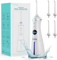 🦷 nursal portable cordless water dental flosser - professional rechargeable oral irrigator with diy mode, 300ml teeth cleaner - waterproof and travel-friendly - includes 4 jet tips for braces (white) logo