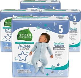 img 4 attached to 👶 Seventh Generation Baby Free & Clear Overnight Diapers: Stage 5, 27-35lbs, 80 Count - Ultimate Protection and Comfort for Your Little One's Sleep!