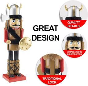 img 2 attached to 🎅 Clever Creations Viking 14-Inch Traditional Wooden Nutcracker: Festive Christmas Decor for Shelves and Tables – Enhance your Holiday Ambiance!