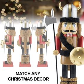 img 1 attached to 🎅 Clever Creations Viking 14-Inch Traditional Wooden Nutcracker: Festive Christmas Decor for Shelves and Tables – Enhance your Holiday Ambiance!