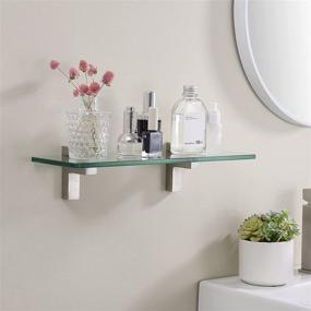 img 2 attached to 🚻 Bathroom Wall Shelf- Tempered Glass, 16 Inch, Brushed Nickel Finish, Wall Mounted, BGS3201S40-2