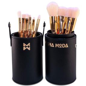 img 3 attached to 💄 Meshamoda Make Up Brushes: 10-Piece Professional Soft Blending Set with Leather Case