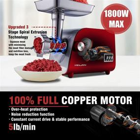 img 1 attached to 🔴 Red Electric Meat Grinder, 3-IN-1 Food Grinder, 5lb/min Speed, Sausage Stuffer & Kubbe Maker, Heavy Duty Meat Mincer Machine with Stainless Steel Plates & Blades, Ideal for Home Kitchen & Commercial Use