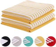 🧺 barooga kitchen towels: set of 4, 20 x 28-inch, ultra soft, highly absorbent 100% cotton terry hand towels with hanging loop - mustard logo