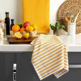 img 3 attached to 🧺 BAROOGA Kitchen Towels: Set of 4, 20 x 28-inch, Ultra Soft, Highly Absorbent 100% Cotton Terry Hand Towels with Hanging Loop - Mustard