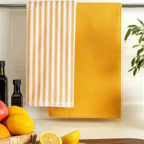 img 2 attached to 🧺 BAROOGA Kitchen Towels: Set of 4, 20 x 28-inch, Ultra Soft, Highly Absorbent 100% Cotton Terry Hand Towels with Hanging Loop - Mustard