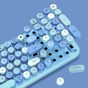 img 2 attached to 🔵 MOFii Wireless Keyboard and Mouse Set: Colorful Round Key Typewriter Keyboard for Seamless Windows & Mobile Compatibility (Blue Coloful)