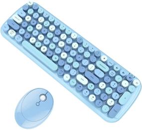 img 4 attached to 🔵 MOFii Wireless Keyboard and Mouse Set: Colorful Round Key Typewriter Keyboard for Seamless Windows & Mobile Compatibility (Blue Coloful)