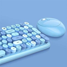 img 3 attached to 🔵 MOFii Wireless Keyboard and Mouse Set: Colorful Round Key Typewriter Keyboard for Seamless Windows & Mobile Compatibility (Blue Coloful)