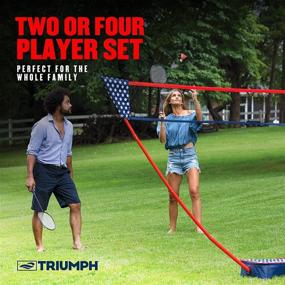 img 2 attached to Patriotic Portable Badminton Set: Easy Setup on Any Surface in Seconds – No Tools or Stakes Required