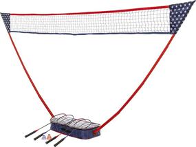 img 4 attached to Patriotic Portable Badminton Set: Easy Setup on Any Surface in Seconds – No Tools or Stakes Required